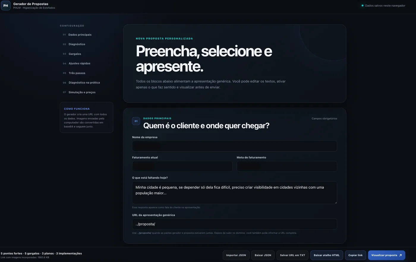 Ferramenta para montar propostas comerciais personalizadas