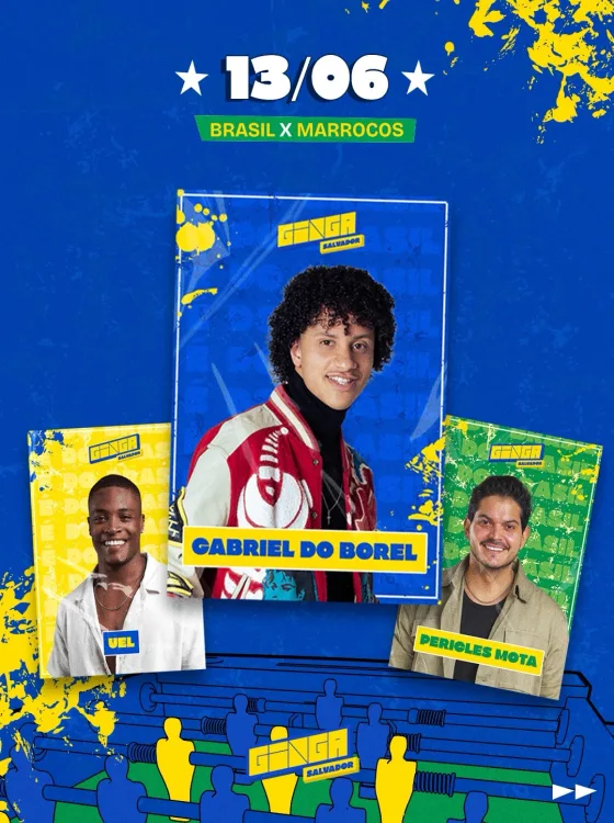 Show de Gabriel do Borel, UEL e Pericles Mota no Ginga Salvador 13 de junho 2026