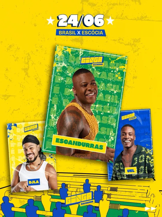 Show de Escandurras, DJLA e UEL no Ginga Salvador 24 de junho 2026